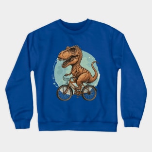 Cute dinosaur trex bicycling gift ideas kids tee kids stickers kids pin gift Crewneck Sweatshirt